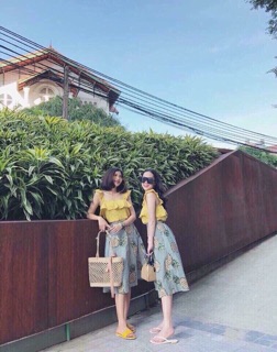 Set áo đũi +chân váy dứa