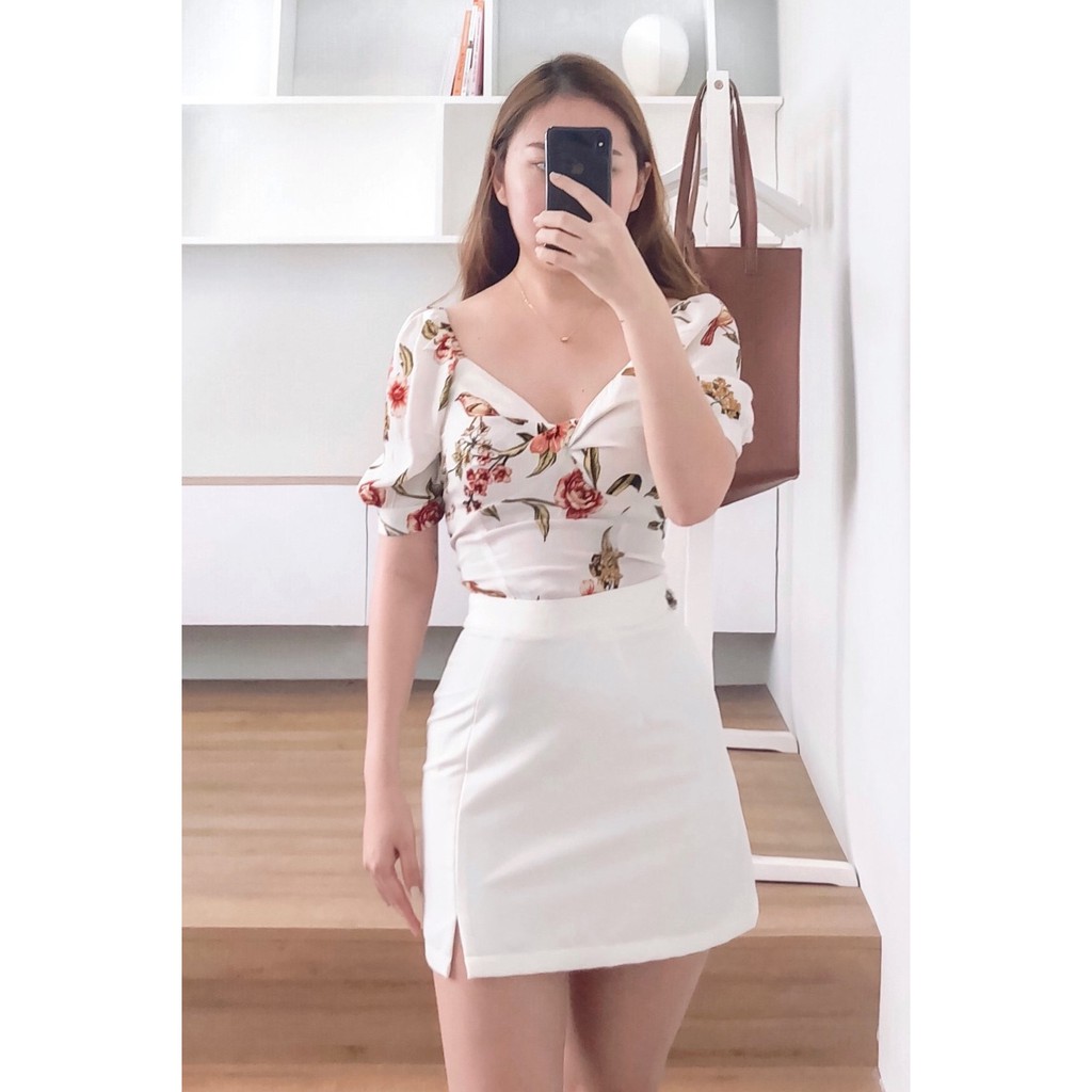 SALE 99 / Váy xẻ đùi 1 bên Vivian HeyApril 3 màu trắng, đen, caro | BigBuy360 - bigbuy360.vn