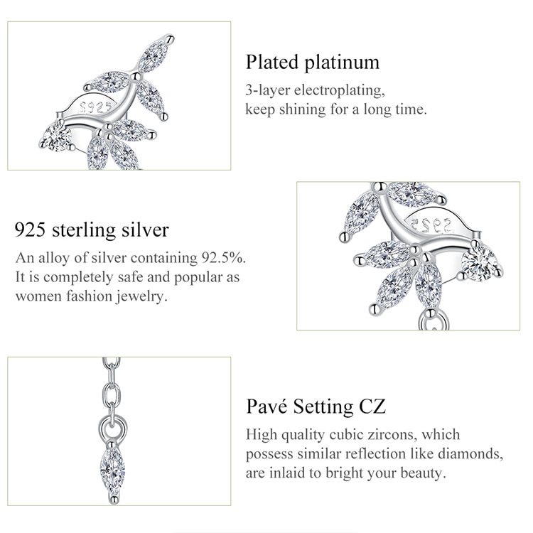 BAMOER Bông Tai BạC 925 ĐíNh Đá Sang TrọNg BSE350