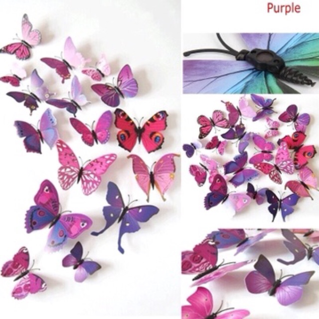 Set 12 miếng dán tường hình bướm 3D độc đáo