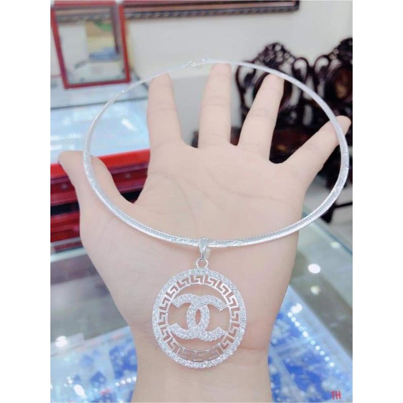 Kiềng cổ bạc ta kèm mặt cực xinh