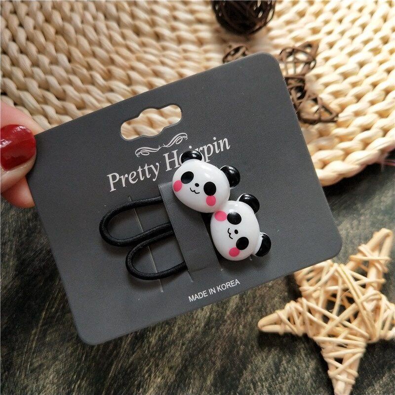 2 Kẹp tóc/ Dây buộc tóc phối mặt gấu trúc dễ thương cho bé gái
