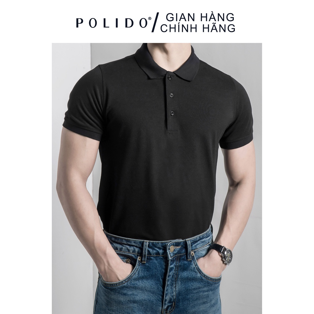 Áo Polo Nam Trơn Basic CEFFYLO Màu Đen Chất Liệu Cotton Tự Nhiên Form Slim Thấm Hút Mồ Hôi