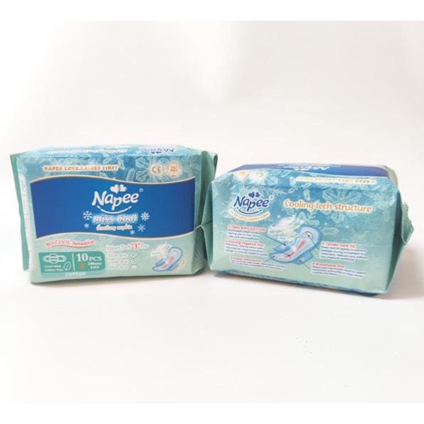 2 gói Băng vệ sinh Napee Miss Cool 24cm 10 miếng/gói the mát chip Anion kháng khuẩn siêu thấm hút, mềm mại