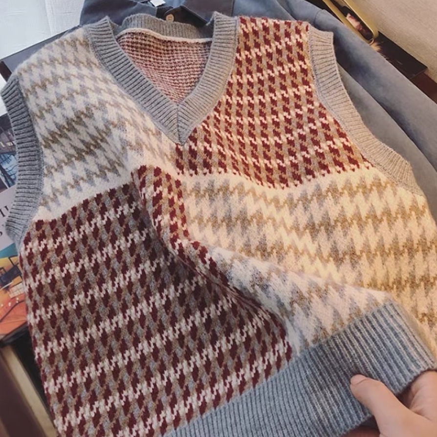 Áo gile len nữ chất dày dặn họa tiết ziczac phong cách Hàn Quốc siêu xinh [LGZ] | BigBuy360 - bigbuy360.vn