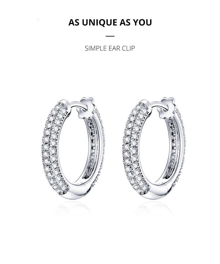 Khuyên Tai Dạng Khoen Tròn Bamoer BSE300 Bằng Bạc Thật 925 Làm Trang Sức Đính Hôn Đám Cưới Cho Nữ