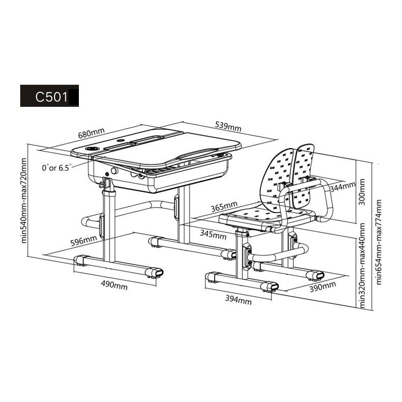 Bộ bàn ghế học sinh thông minh chống gù lưng C501