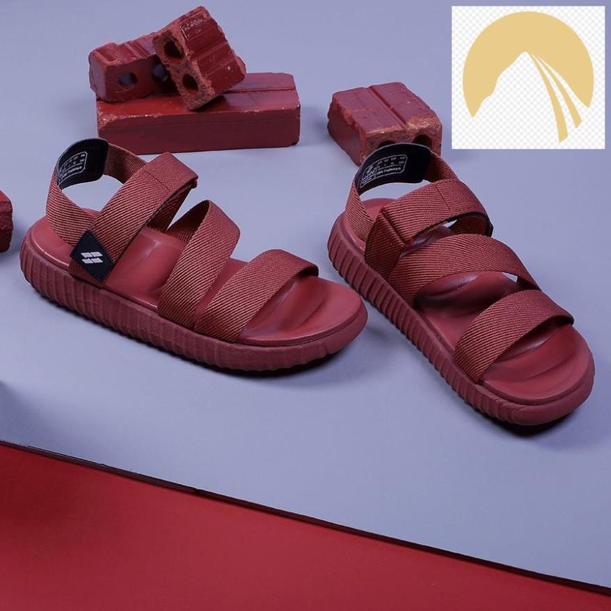 SANDAL SAADO | YZ02 – Yezi Red Wine – Màu Đỏ Đô Trơn | Giày Sandal Nam Nữ Cao Cấp Đế Xuồng 🕶️❤️