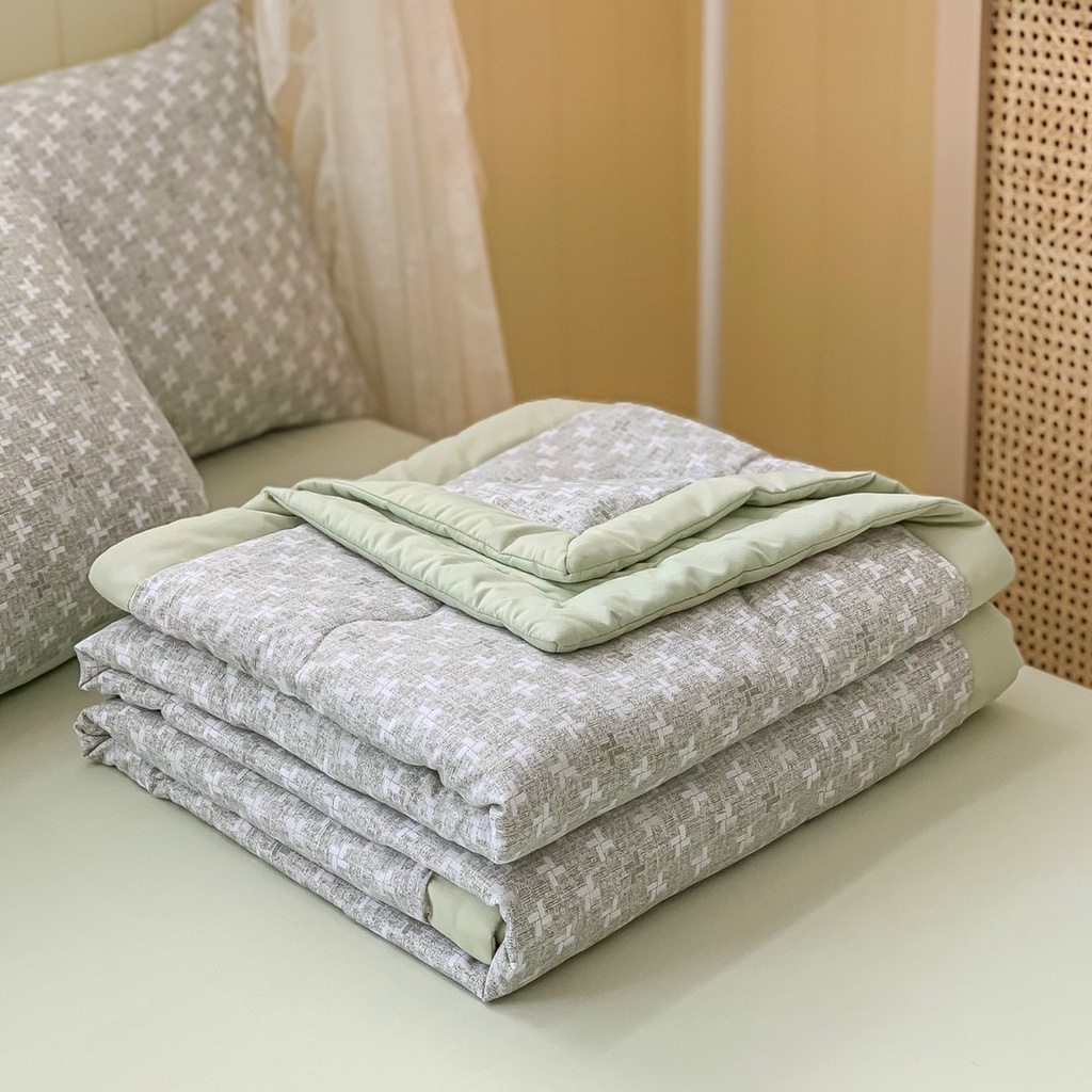 Sét cotton đũi họa tiết chăn hè trần cực hót, ga gối đũi cotton kèm vỏ ôm cùng mầu  _TN1