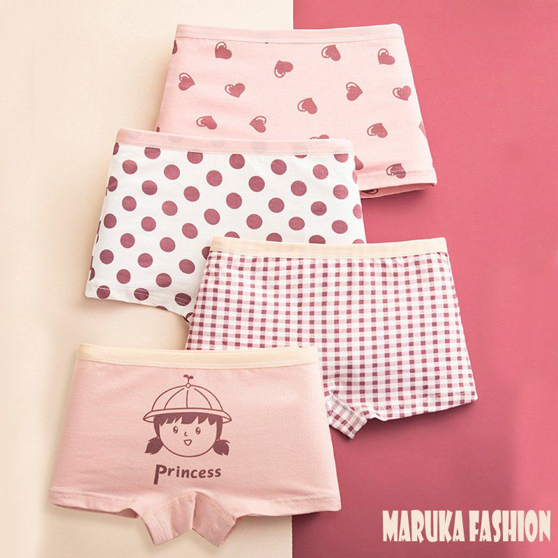 Set 4 quần Chíp bé gái Maruko cotton siêu mềm, chíp đùi trẻ em cao cấp~Maruka Fashion thế giới chíp cho bé