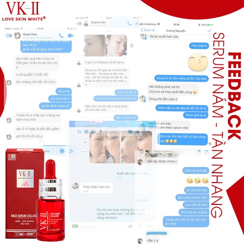 Tinh chất dưỡng da mờ nám, tàn nhang, đồi mồi VK-II Love Skin White Face Serum Collagen 15ml