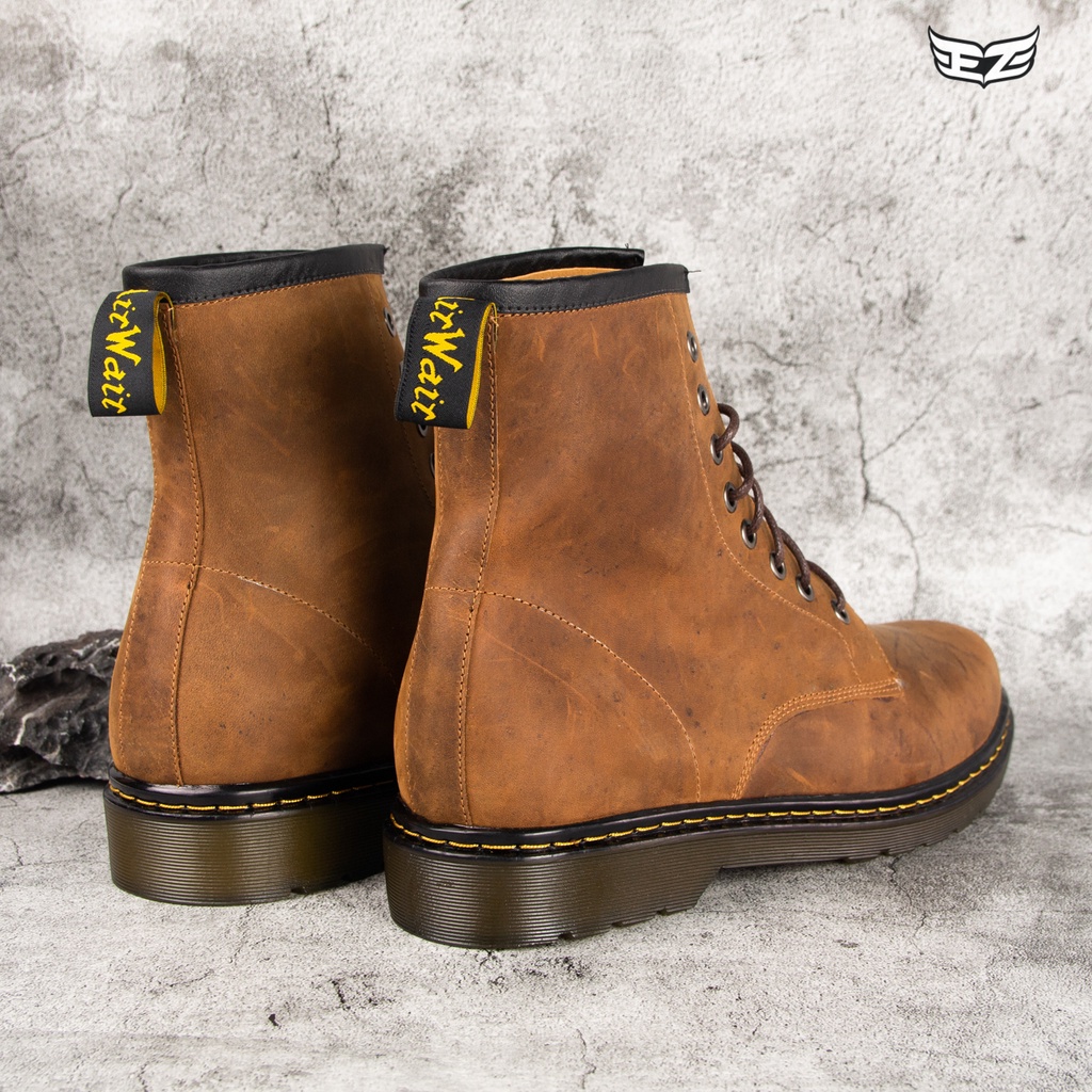 Giày da cao cổ sáp vàng nâu, Phom Châu Âu, Giày da bò sáp ngựa điên | BigBuy360 - bigbuy360.vn