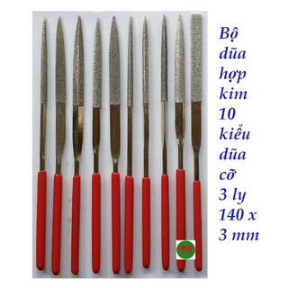 Bộ dũa hợp kim 10 kiểu dũa mini 3x140