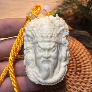 Dây treo phong thủy, dây treo xe ô tô mặt Quan công bằng Hạt Tagua (hạt cây dừa ngà –Ivory Palm)