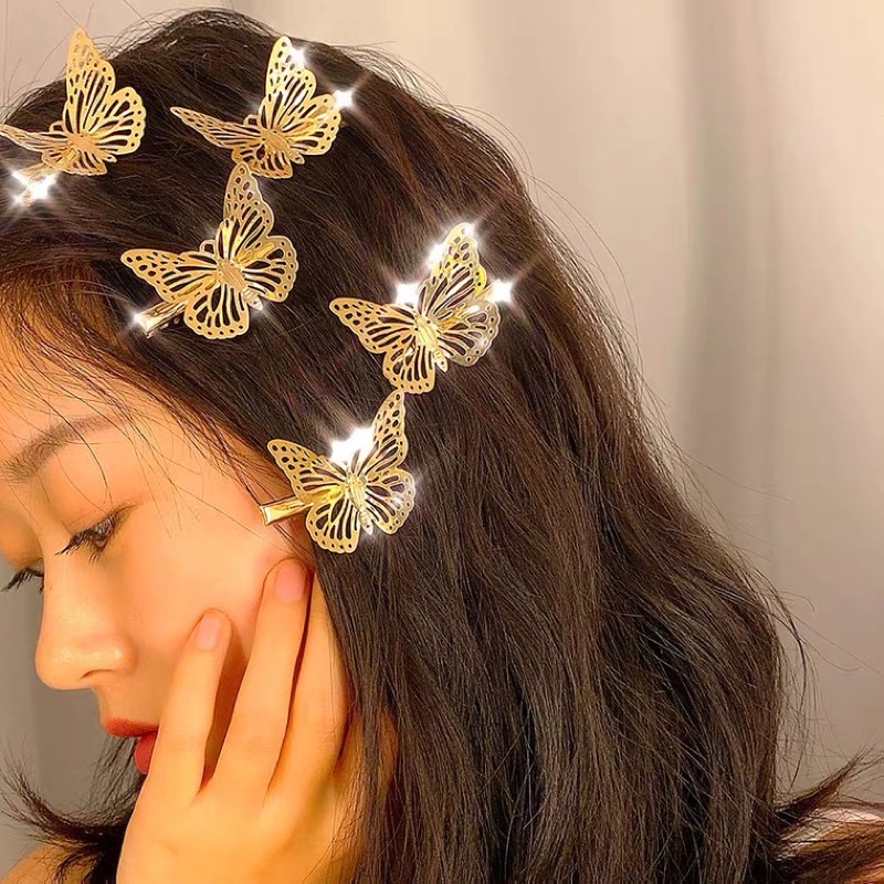 Kẹp tóc kim loại hoạ tiết cánh bướm xinh xắn