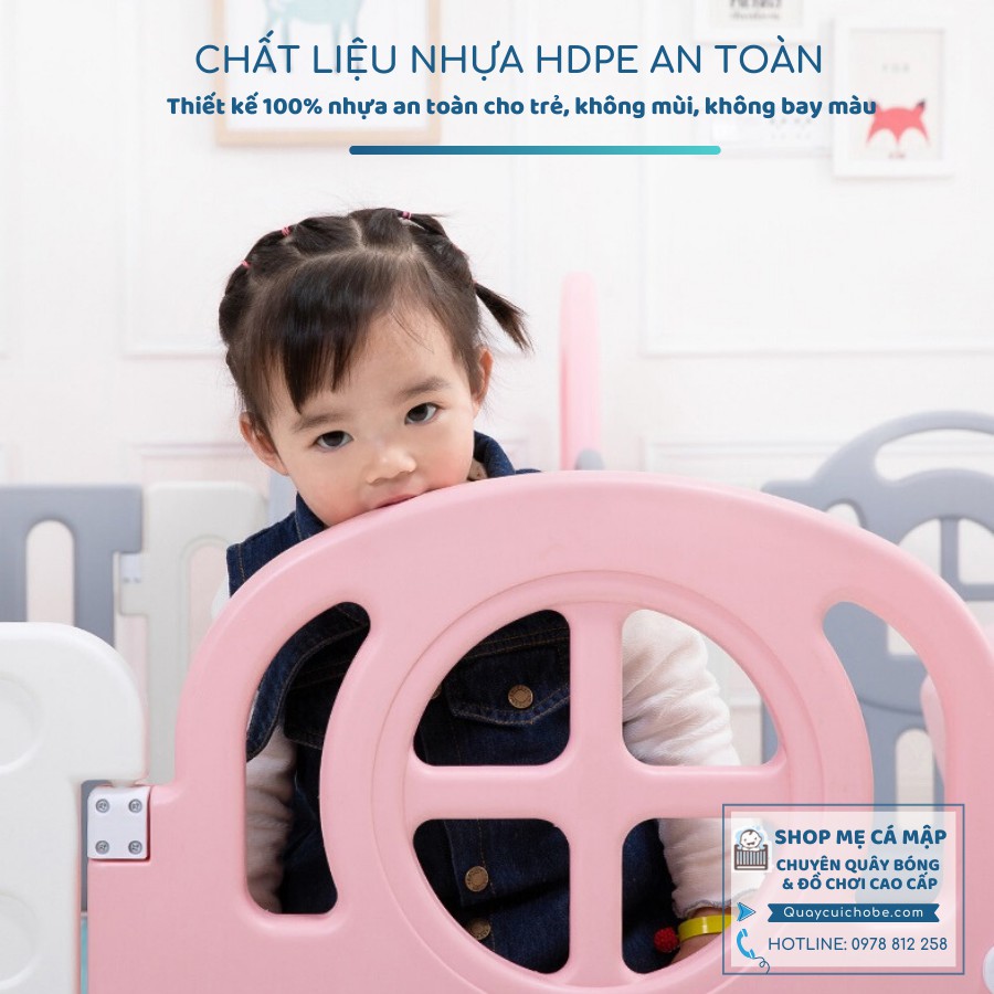 Quây cũi nhựa Holla Kiddy 1m8x2m xanh ghi hàng đẹp, tổng kho có sẵn chính hãng