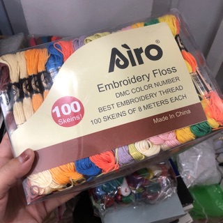 Set 100 tép chỉ thêu tay Airo với 50 tone màu có sẵn