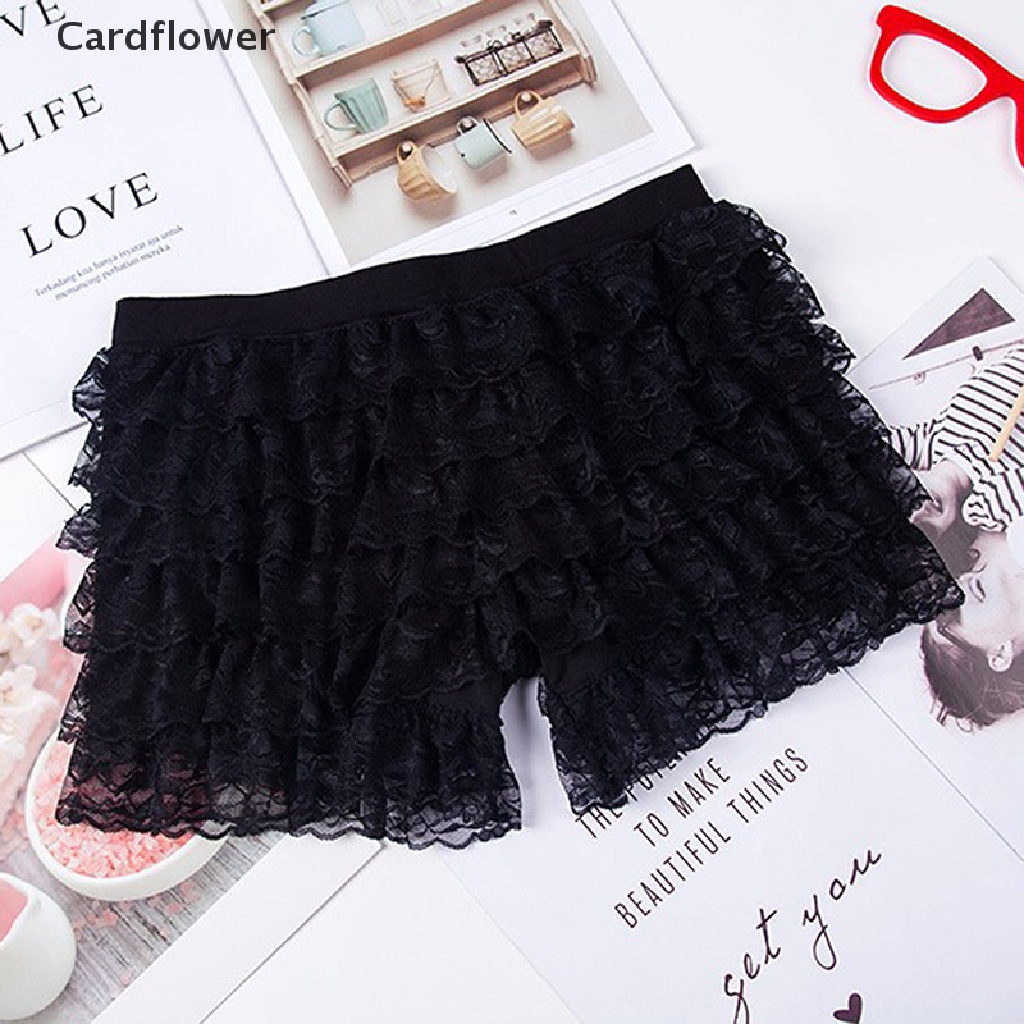 &lt; Cardflower &gt; Quần Short An Toàn Lưng Thun Phối Ren Co Giãn Đính Nơ Phong Cách Lolita Mặc Thường Ngày Cho Nữ