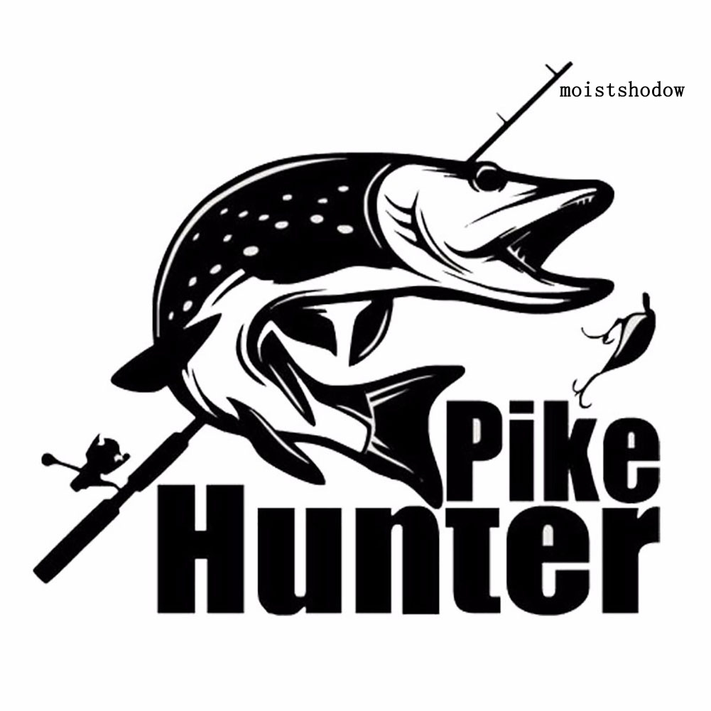 Miếng Dán Phản Quang Hình Cá Pike Hunter Trang Trí Thân Xe Hơi