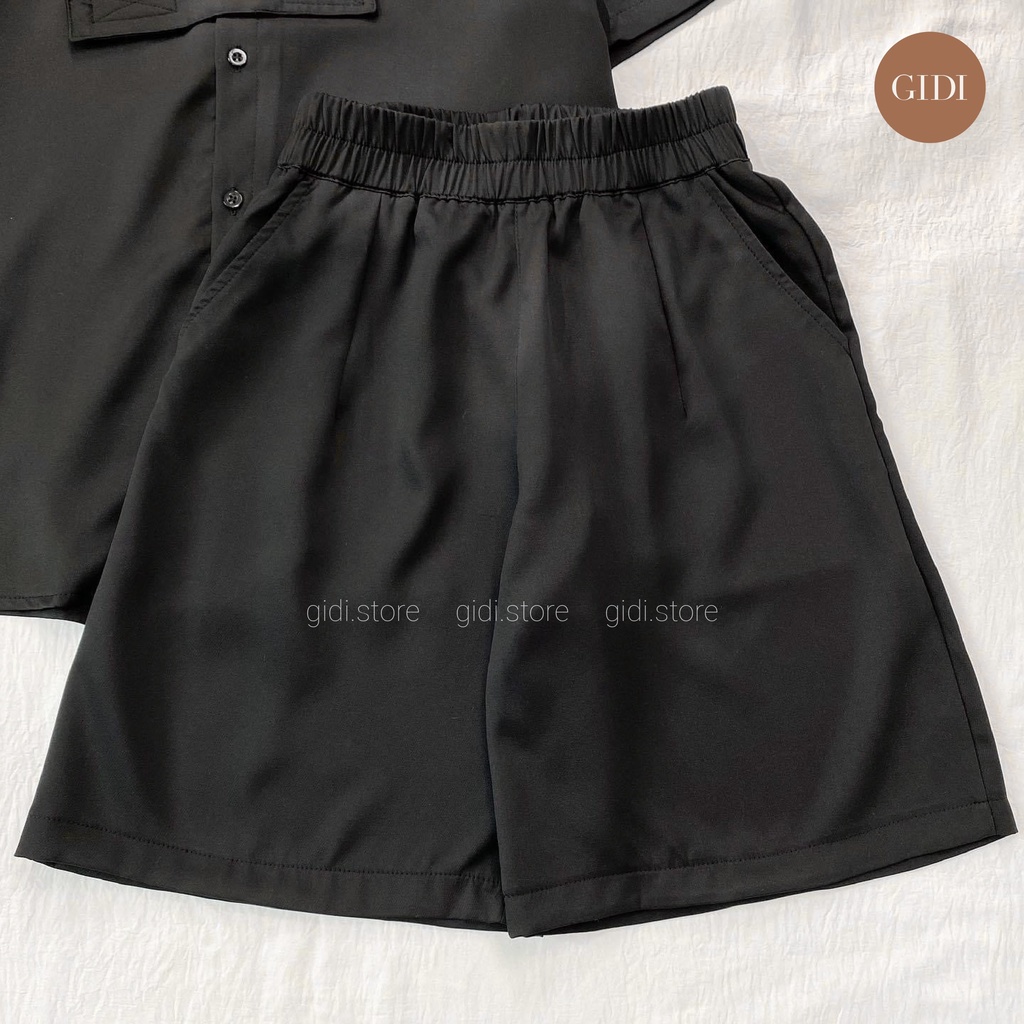 Set đồ DELY Nam Nữ Unisex áo sơ mi tay lỡ và quần short - Vải Cotton Lụa Form Rộng Phong Cách Ulzzang