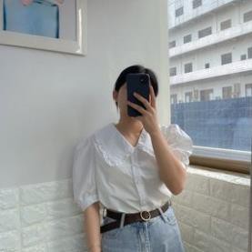 [SALE] Áo Sơ Mi Nữ Trắng tay bồng cổ sen 💝