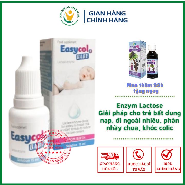 Enzym tiêu hoá Easycol Baby cho trẻ bất dung nạp lactose - lactase đi ngoài phân Nhầy Chua quấy khóc Dược Khánh An D0