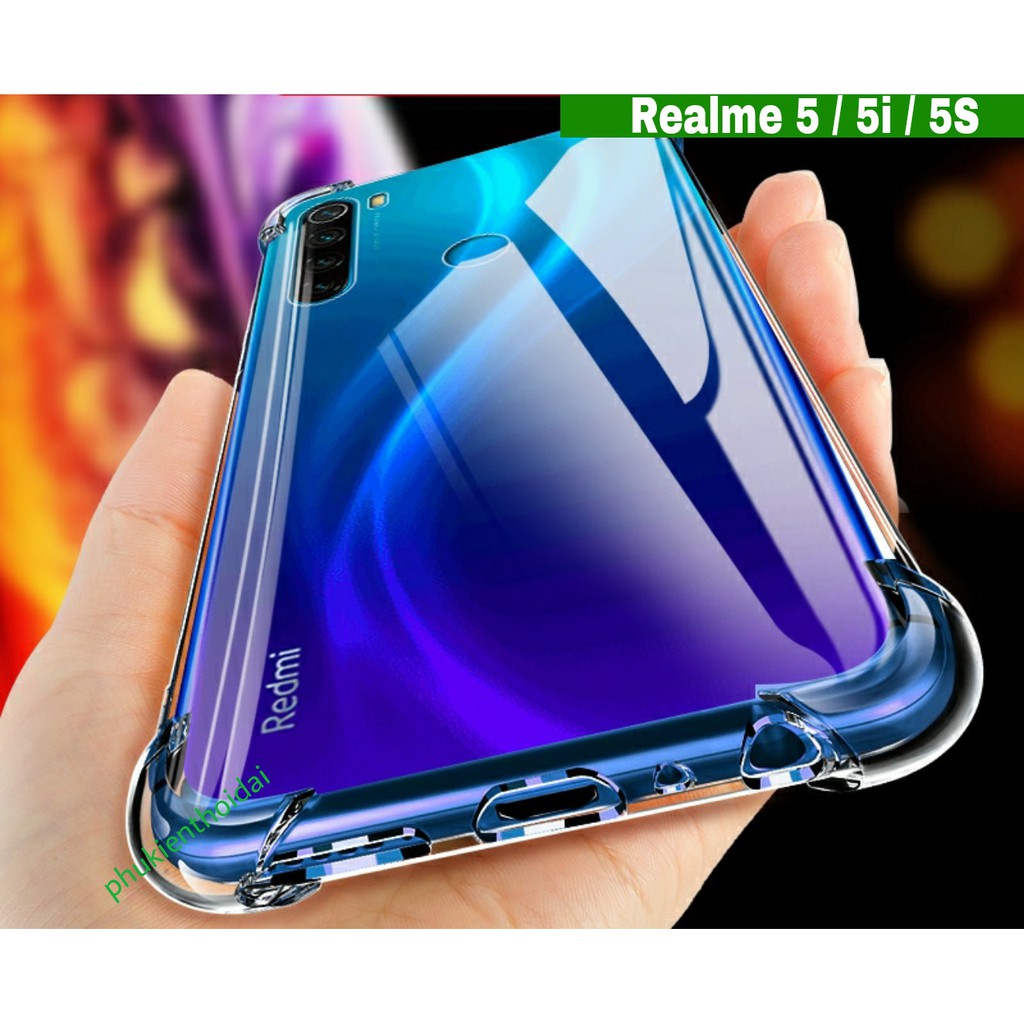 Ốp lưng Oppo Realme 5 / 5i / 5s dùng chung dẻo trong lồi 4 góc lâu ố vàng