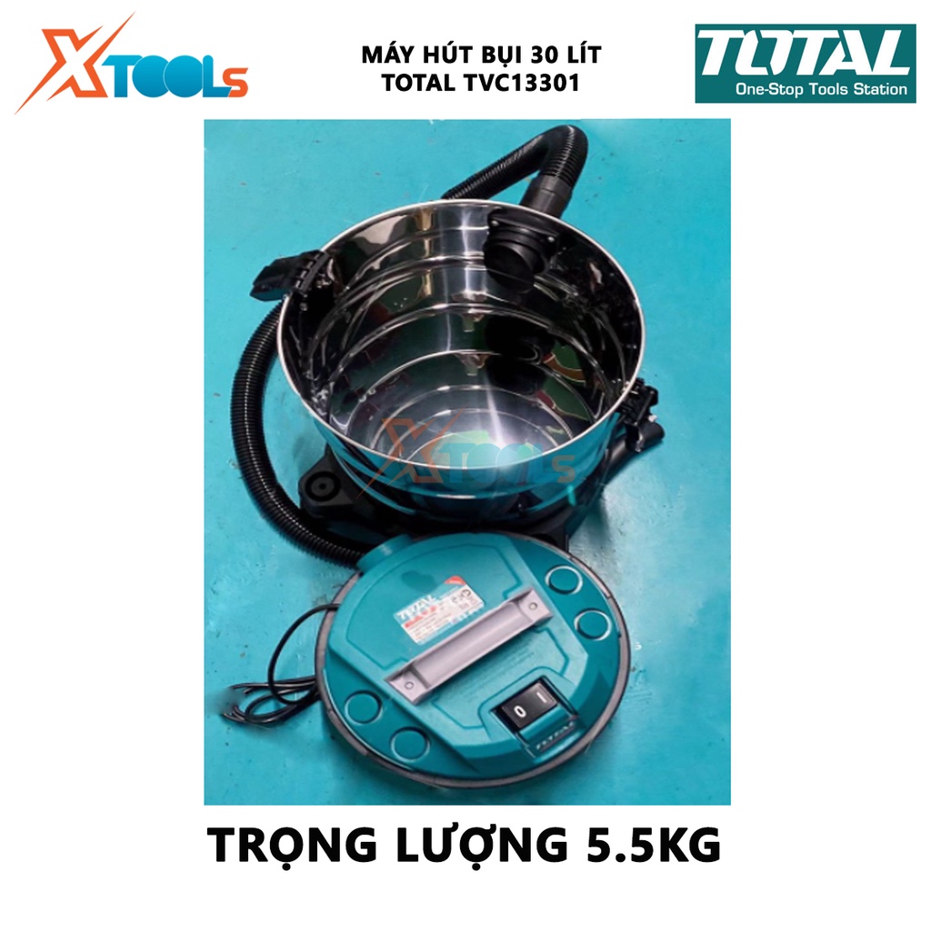 Máy hút bụi Total TVC13301 Máy hút bụi cầm tay Công suất: 1300W Lưu lượng khí: 1.8CBM / phút Dung tích: 30L [XTOOLs]