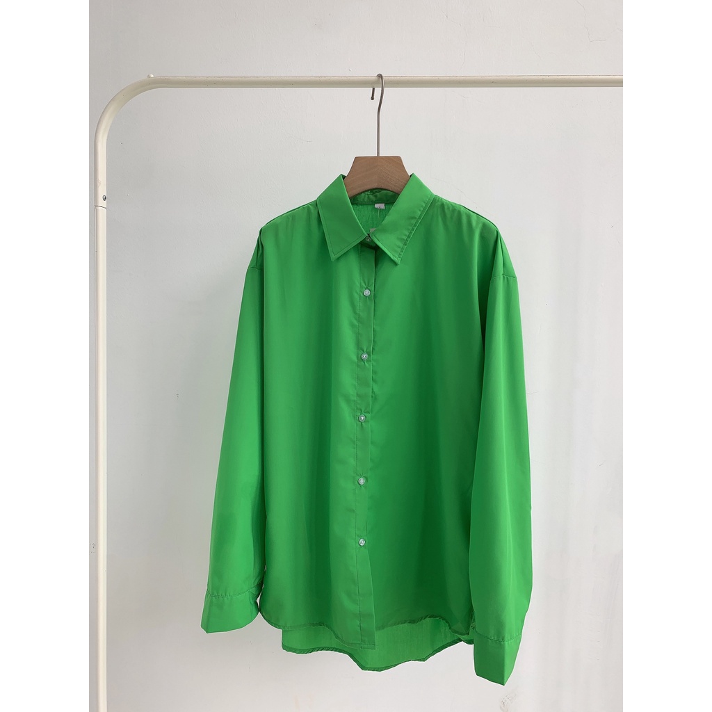 Áo sơ mi trơn basic nữ LYRA, chất thô boy dáng suông trẻ trung, năng động-VSYAS0089
