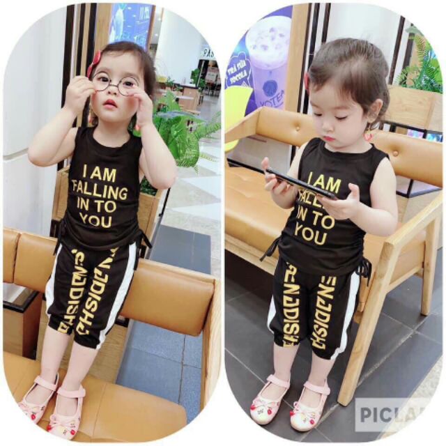 Set bộ áo nhúng 2 dây + quần lửng bo chun cho bé