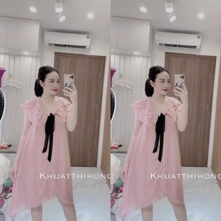 Váy bầu sát nách chất voan hai lớp ks1v