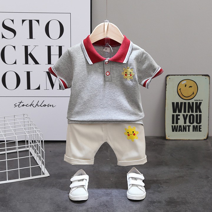Set quần áo bé trai HUQIQI cho bé 1 đến 4 tuổi chất Cotton Hàn Quốc siêu mềm mại thoáng mát  hàng trẻ em xuất khẩu Âu Mỹ