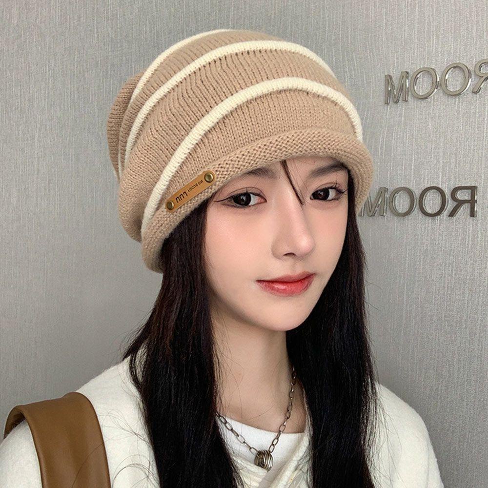 Mũ Len Trùm Đầu Màu Trơn Dễ Thương Chất Lượng Cao Cho Nữ