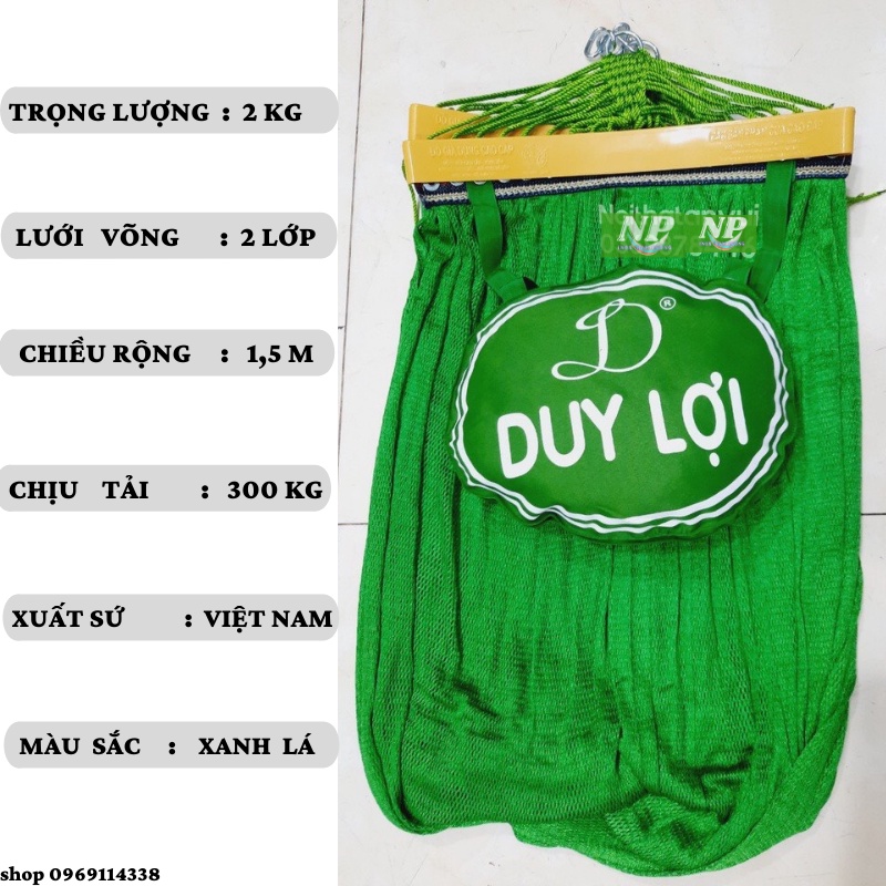 Lưới võng duy lợi bản rộng cao cấp tặng kèm gối