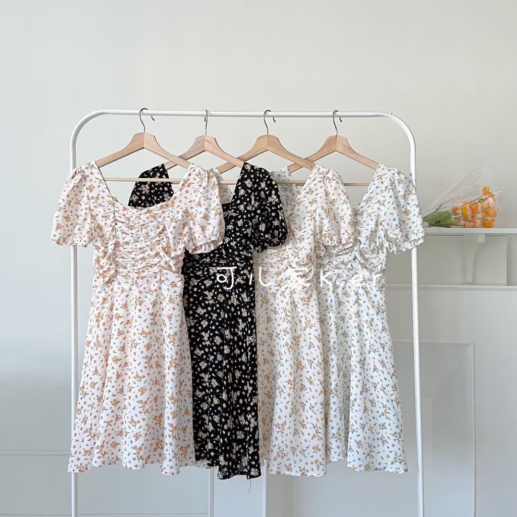 Váy hoa nhí nhún ngực họa tiết chùm hoa xinh Ker Ulzznag style 🌹 Hàng Quảng Châu