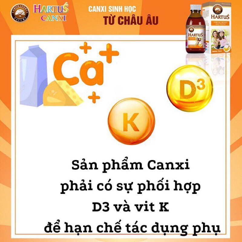 [QUÀ TẶNG] Hartus Canxi Nhập Khẩu Châu Âu - Bổ Sung Canxi, Vitamin K+D3 - Phát Triển Chiều Cao Tối Đa