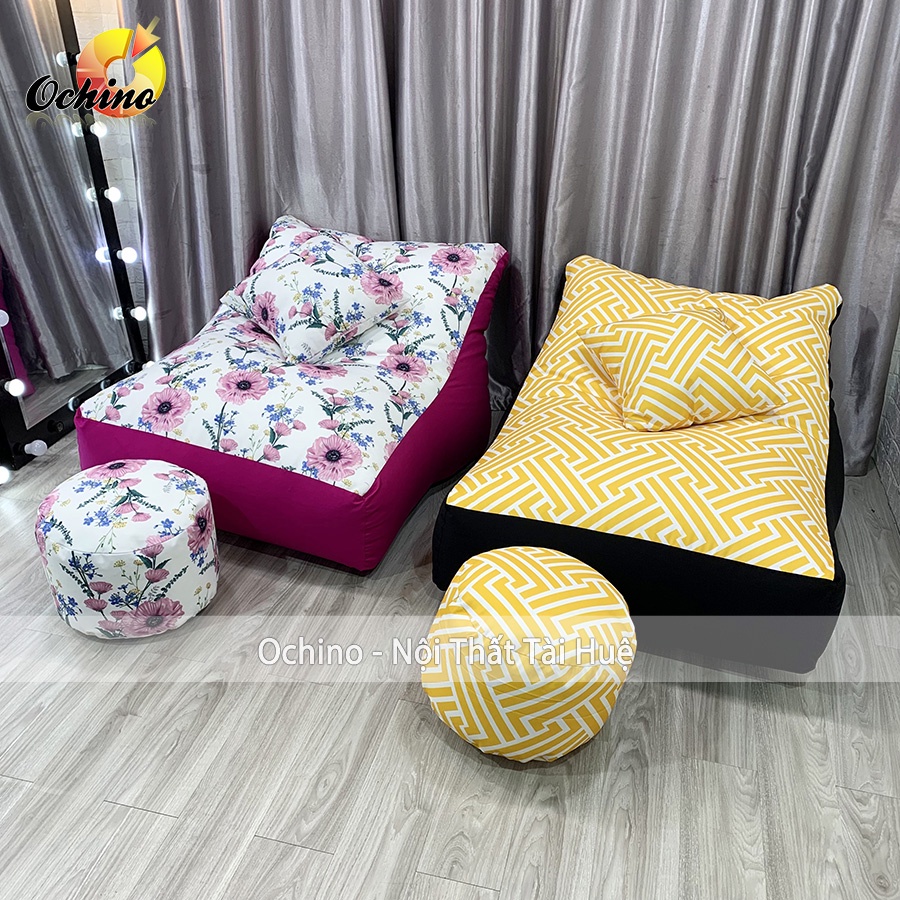 Ghế Lười Sofa Giường Kèm Hạt Xốp Thư Giãn Có 2 Lớp Cao Cấp, Ghế Hạt Xốp Họa Tiết Hiện Đại (Đủ Mẫu)