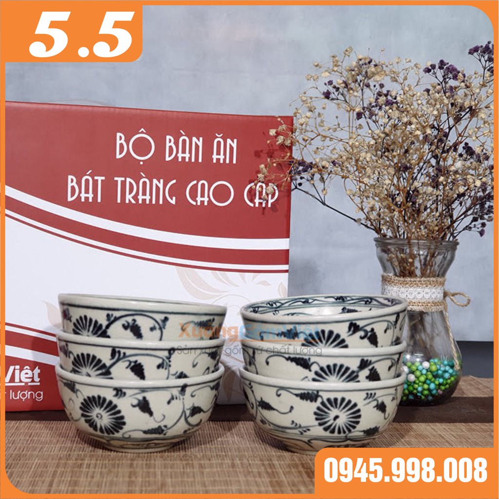 COMBO bộ bát đĩa cúc đen giả cổ gồm 9 món trang trí bàn ăn đẹp mắt và sang trọng hàng Bát Tràng - XƯỞNG GỐM VIỆT