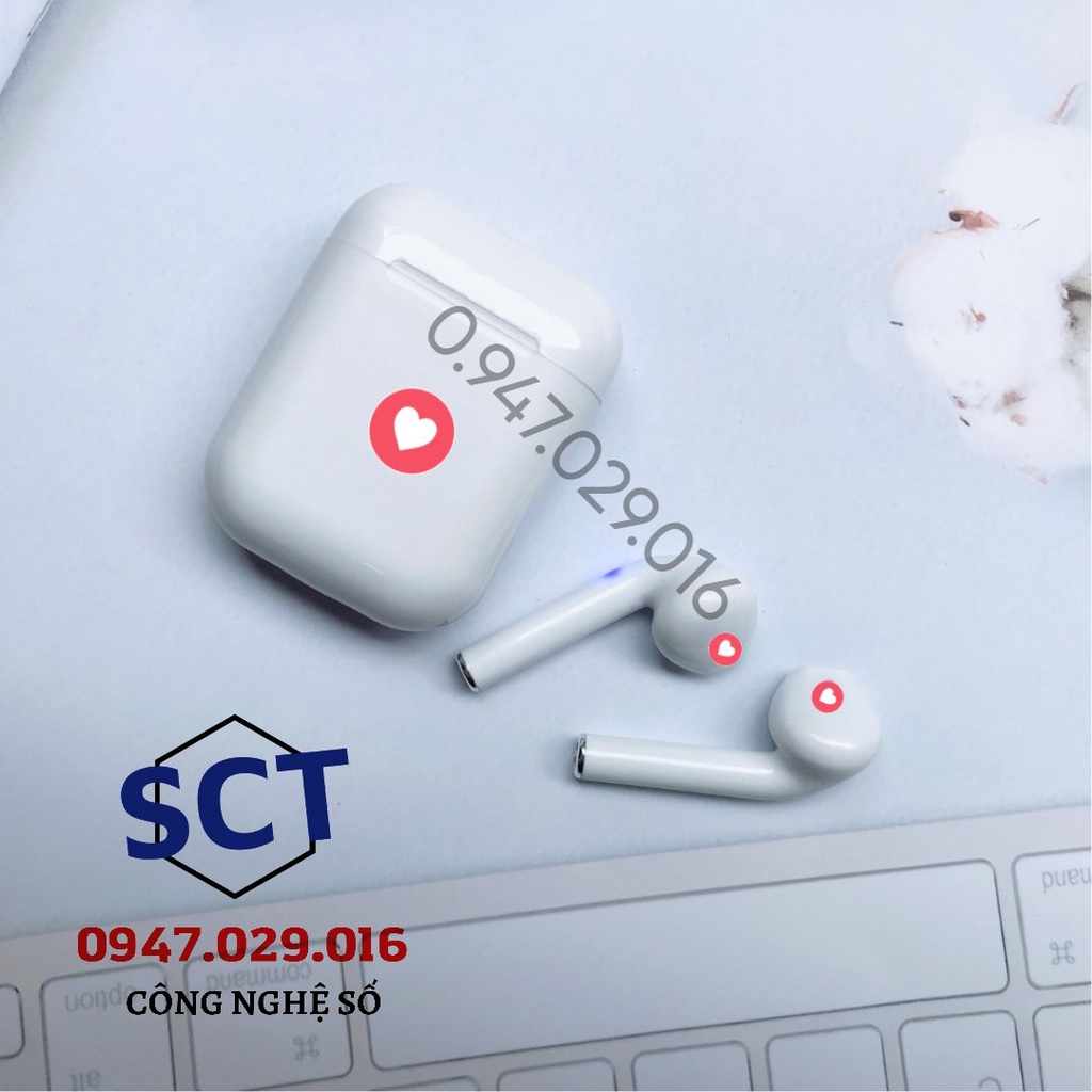 Tai nghe Bluetooth i12  5.0 ko dây cho táo và kèm Hộp sạc