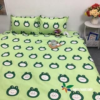 Bộ ga gối poly cotton mẫu ếch xanh
