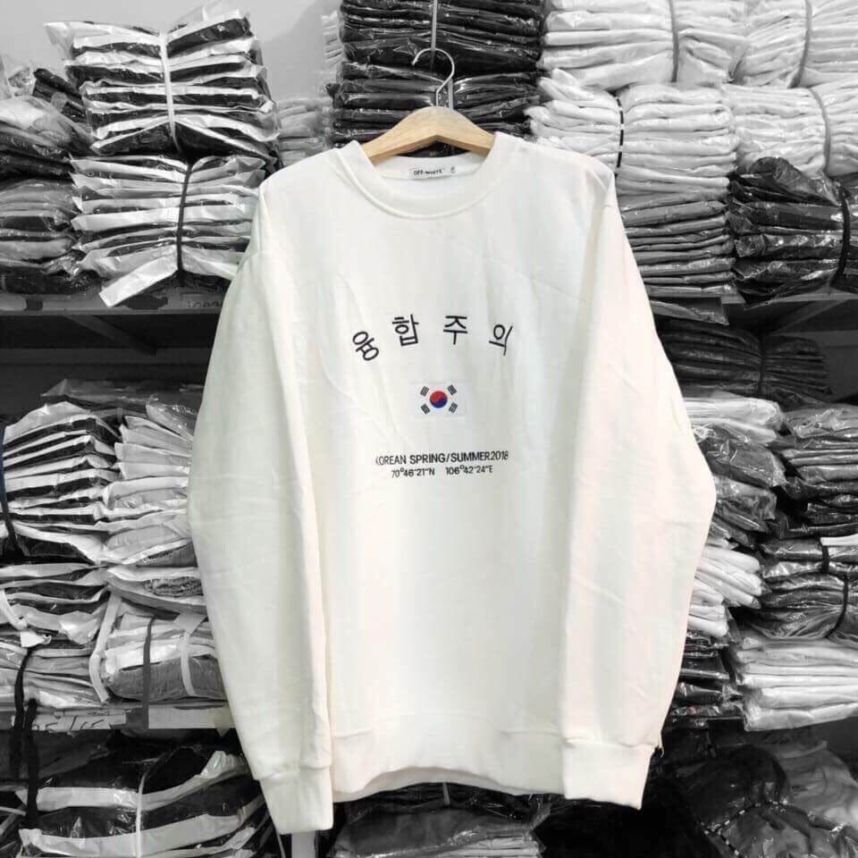 Áo Sweater Cờ Hàn KOREAN ĐEN Trắng UNISEX