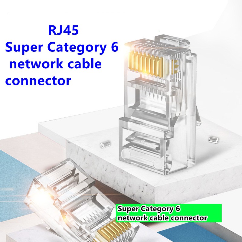 Set 8 Đầu Nối Dây Cáp Mạng Cat6 Gigabit Mạ Vàng Không Kèm Hộp Đựng Sự Bảo Vệ