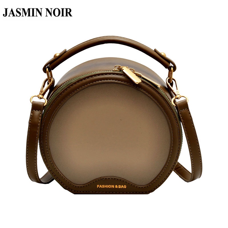 Túi Xách JASMIN NOIR Da PU Hình Tròn Đơn Giản Phong Cách Retro Cho Nữ