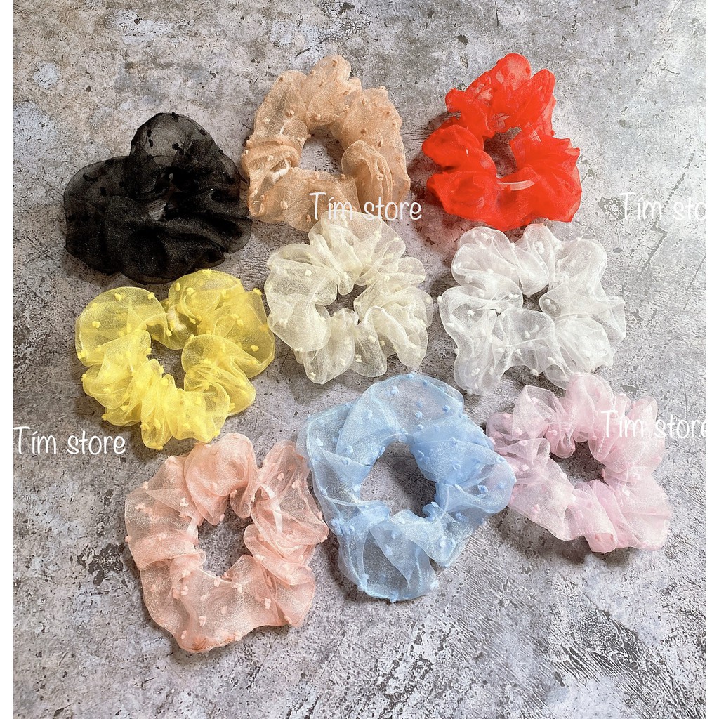 {Ảnh thật}SCRUNCHIES VOAN HOA TUYẾT - CỘT TÓC VẢI THỜI TRANG NỮ HOT TREND GIÁ RẺ