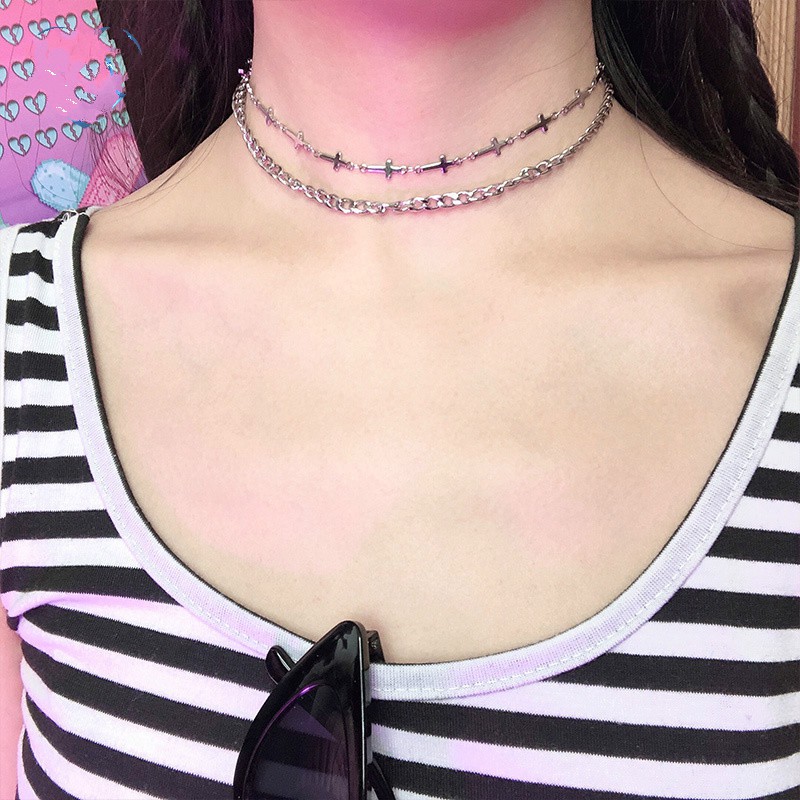 Dây Chuyền Hai Lớp Mặt Thánh Giá Đơn Giản Cá Tính