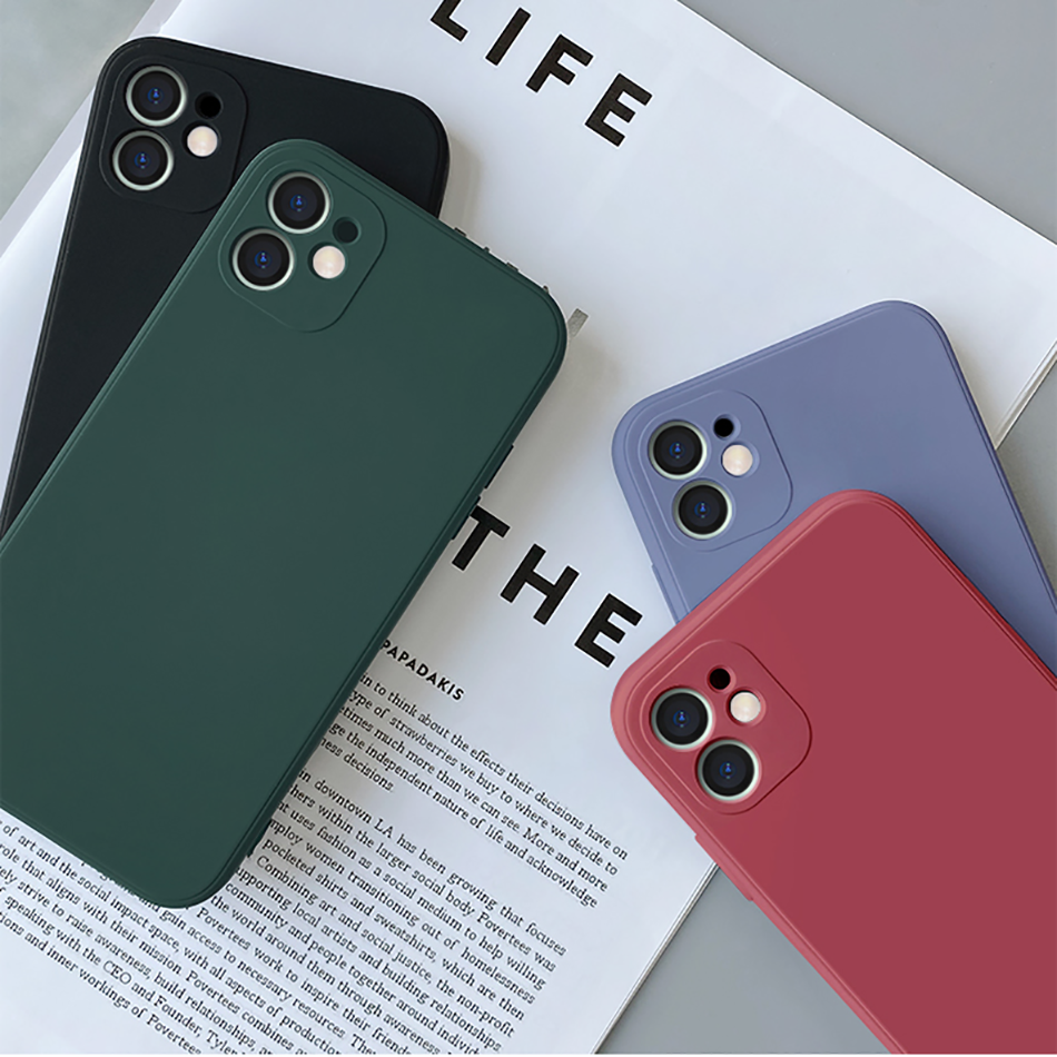Ốp điện thoại silicon mềm màu trơn bảo vệ toàn diện camera cho iPhone 11 Pro Max X XS XR 6 7 8 6S Plus 7P 8P Plus | BigBuy360 - bigbuy360.vn