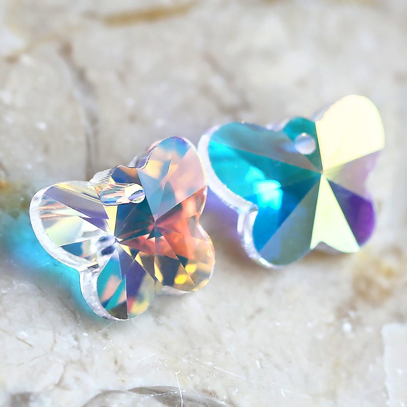 Set 10 Hạt Pha Lê Hình Bướm 14mm Dùng Làm Trang Sức diy