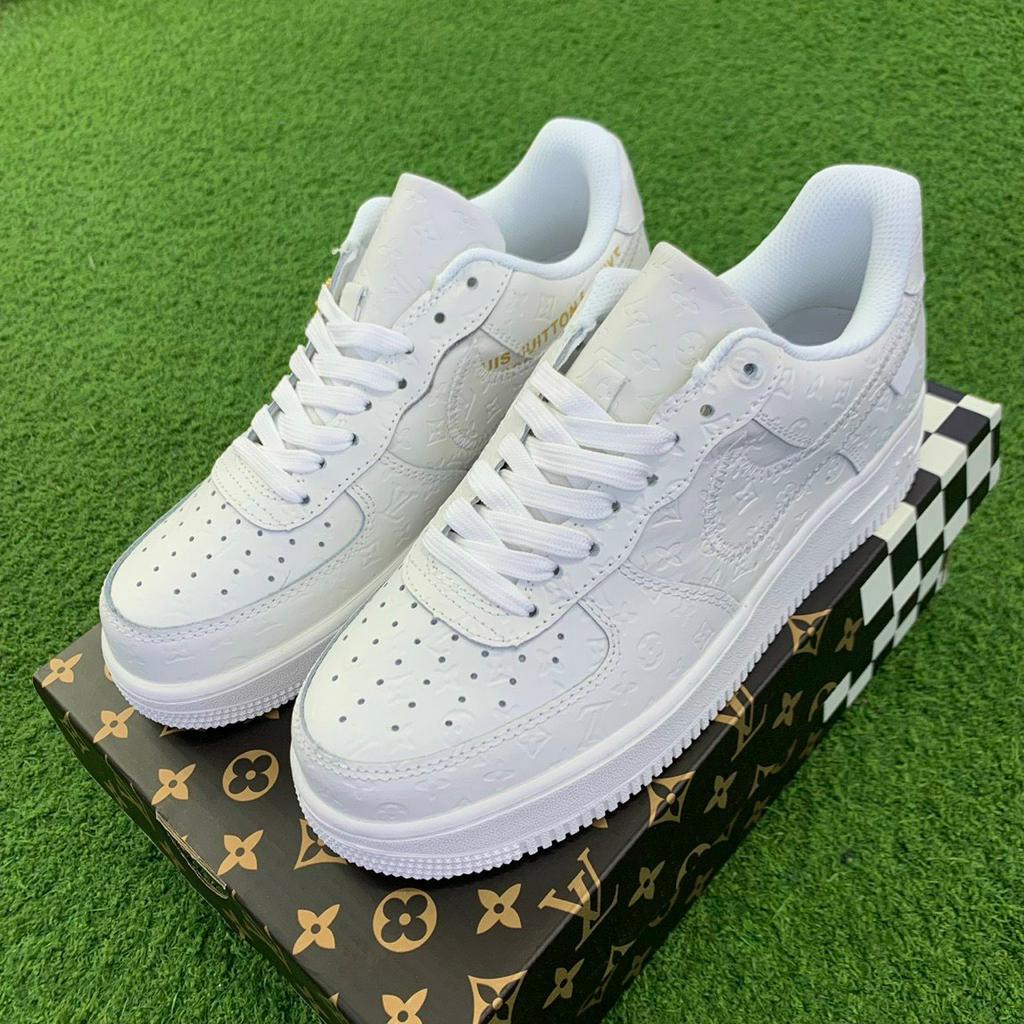 Giày Nike_Air Force 1 Luis_Vuitton, AF1 LV 2 Màu trắng xám cao cấp, hàng chuẩn Trung S.Cấp Vip, FUull bill box