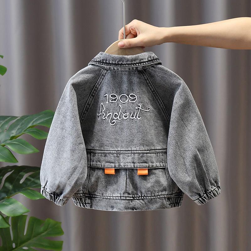 Áo khoác denim dáng rộng thiết kế đơn giản thời trang xuân thu mới cho bé