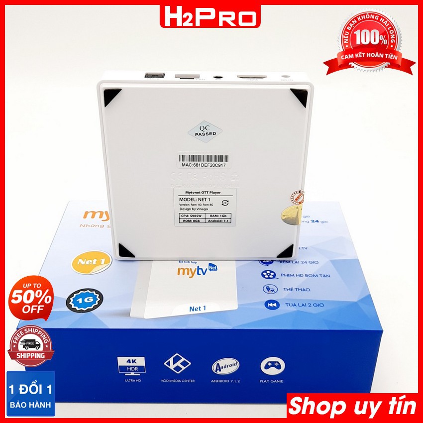 Tivi box android MyTV Net1 H2Pro 1GB+8GB, android tivi box giá rẻ tích hợp truyền hình siêu nét